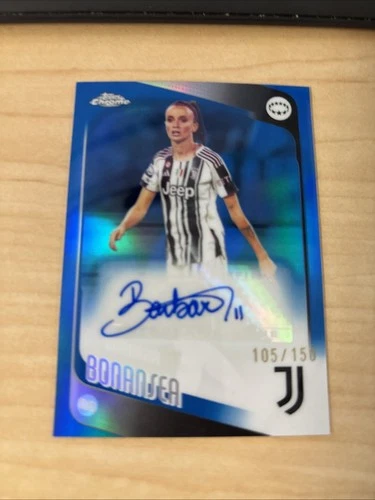 2025-26 TOPPS CHROME UEFA WOMEN'S BARBARA BONANSEA BLUE REFRACTOR AUTO # /150