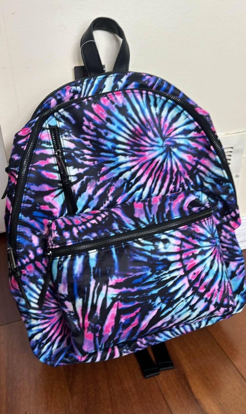 No Boundaries Women's Dome Zip Backpack, Multi-Color Tie-dye Pockets Knapsack