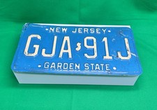 1990's Vintage New Jersey NJ Blue/Cream License Plate  GJA91J