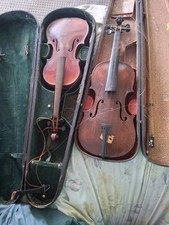 2 Vintage Violins In Wood Cases 1 Hopf With Bow