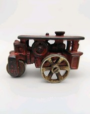 HUBLEY 3" Huber Red Road Steam Roller Tractor Cast Iron Toy Vintage Antique
