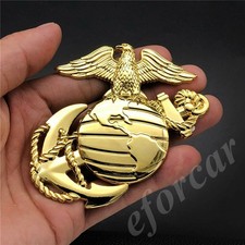 Golden Metal US Marine Corps USMC Eagle Globe Anchor Car Emblem Badge Sticker