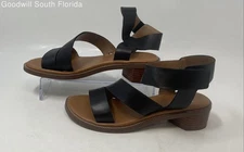 Franco Sarto Womens Black Leather Open Toe Ankle Strap Sandals Size 6M