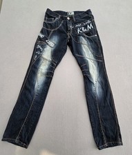 K&M Kosmo Lupo Dark Blue Denim Pants Jeans Hip Hop Y2K Distressed W32 L33