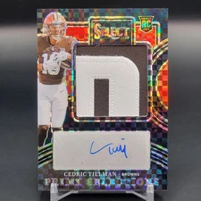 2023 Panini Select Prime RPA Cedric Tillman Rookie Patch Auto Black Prizm 1/1 Rc