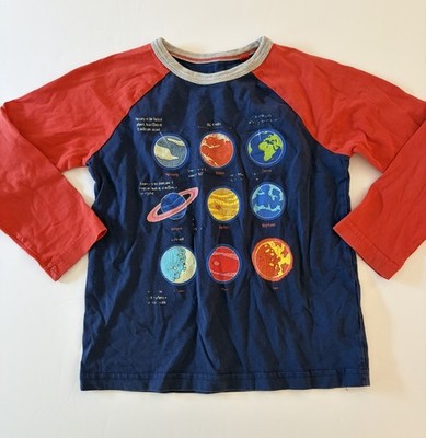 Mini Boden Boys Graphic Raglan Tee Solar System Print Size 5-6 Back To School