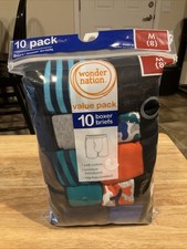 Wonder Nation Boys Boxer Briefs 10 Pack Cotton Tag Free Size M 8 NIP
