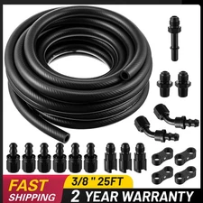 3/8 Fuel Hose Line 25FT, 6AN Fuel Line Kit Push Lock Nbr Rubber 300PSI Injection