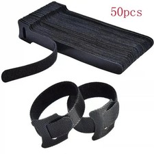 100 Cable Straps black Wire Cord Hook Loop Ties Reusable Fastening Organizer-Lot