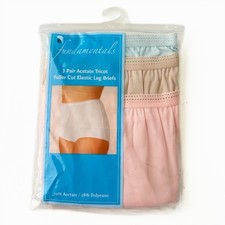 NOS 3 Pk Vtg Sears Fundamentals Nylon Briefs Panties Granny Size 6 Sissy RN15099