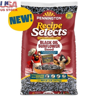 #ad 40lbs Black Oil Sunflower Seeds No Hulls Bird Food Attracts Woodpeckers Finches $92.27