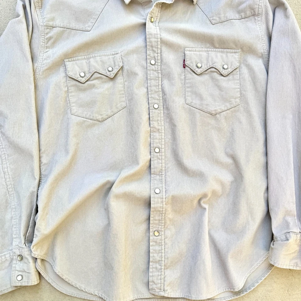 Camisa Levis Pana Perla Snap Beige Tostado Manga Larga Western Talla XL Foto 3 de 4