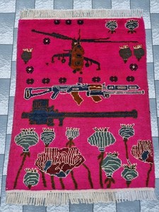 Opium Rug Afghan Handmade Tribal War Rug Baluchi Wool With Knotted Design Rug