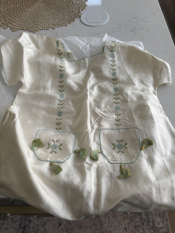 Antique Hand Embroidered Silk Child's Dress Lovely Design Top Quality Great Cond
