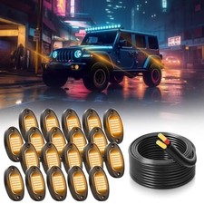 Rock Lights Ultra Bright LED Neon Underglow 20 Pods 33ft Wire Harness Yellow