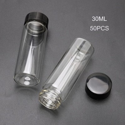50Pack 30Ml Clear Glass Vials with Screw Caps Small Liquid Sample Vial LeakProof
