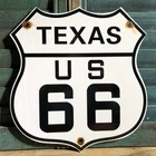 VINTAGE TEXAS U.S. US ROUTE 66 PORCELAIN HIGHWAY ROAD SIGN