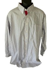 Paul Fredrick Classic Fit Shirt Men's 19 x 36 White Red Blue Circles Non-Iron LS