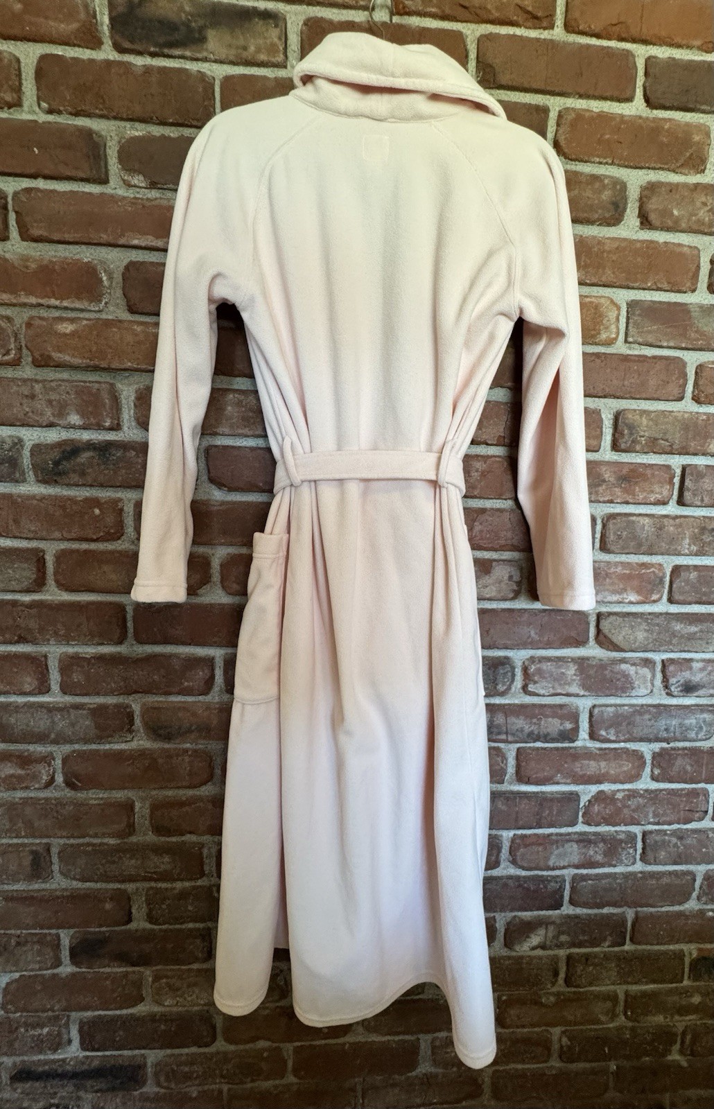 Gap Body Pink Fleece Tie-Waist Long Robe With Pockets Size Small