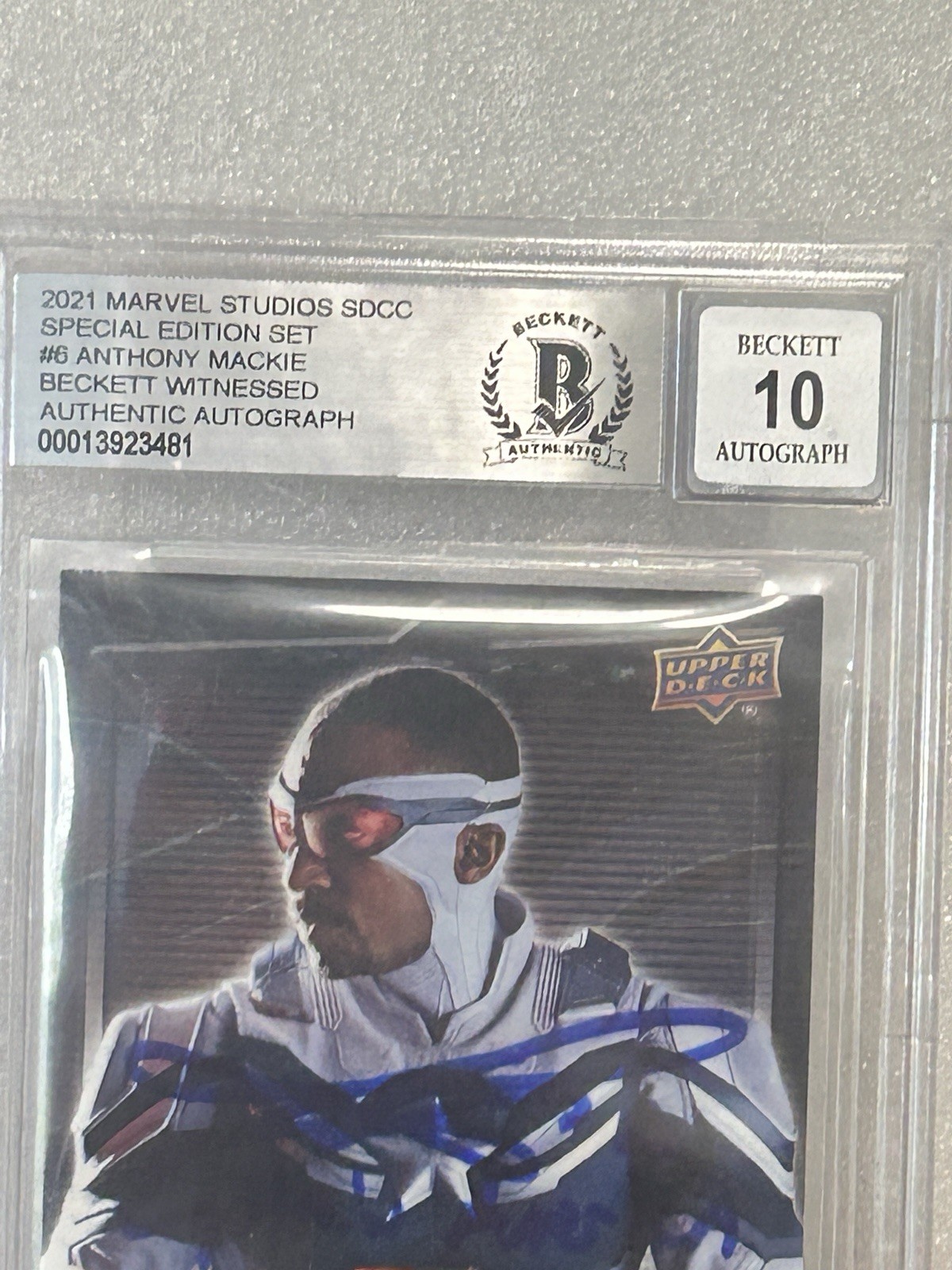 Anthony Mackie SIGNED 2021 Marvel Upper Deck SDCC Captain America #6 BAS AUTO 10 view 3