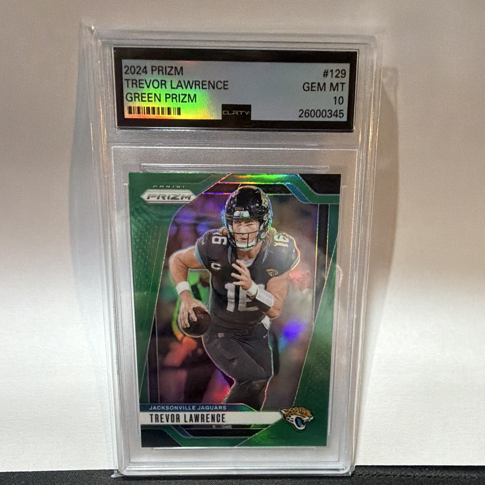 Panini Prizm 2024 Trevor Lawrence #129 Green Prizm Graded 10 Jaguars