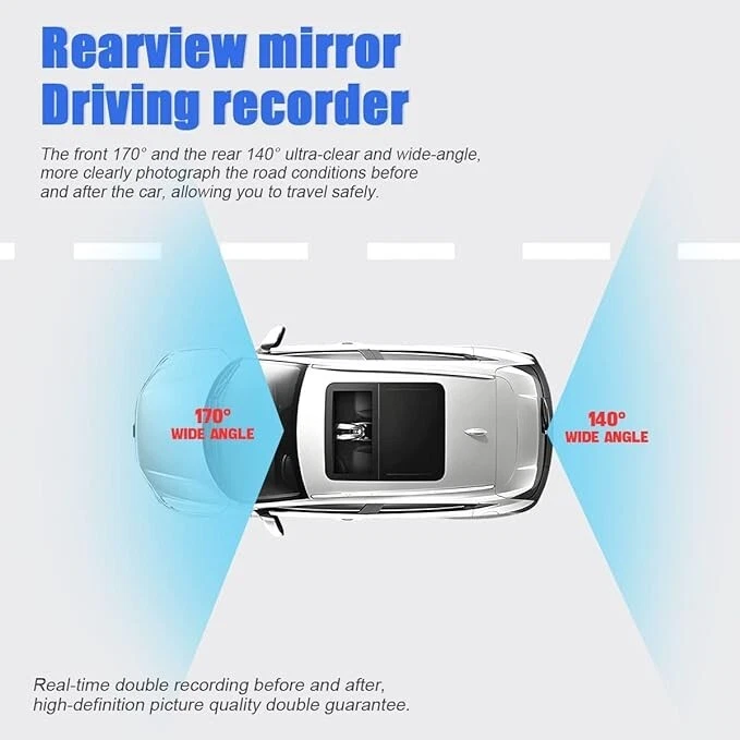 Car Dash Cam Backup Rearview Mirror Camera, 4.3" Full HD 1080P Smart Rearview... - Image 3 of 4