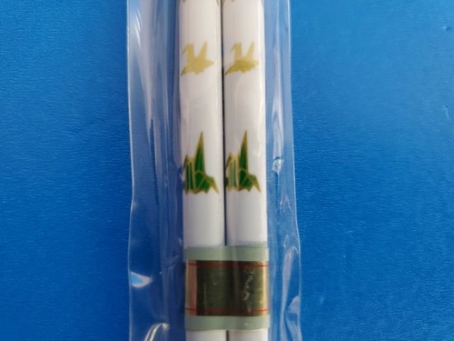 Rarität NEU Japanischer Hashi weiß lackiert mit roten, goldenen & grünen Kranichen - Bild 9 von 9