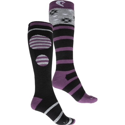 2-Pack Lorpen Merino Wool Unisex Ski Socks Knee High Black/Plum Size Medium