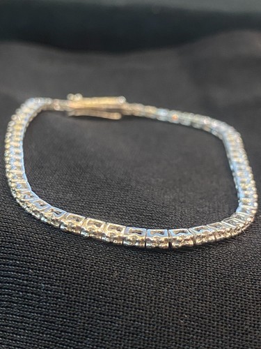 Pave 0.55 Cts Round Brilliant Cut Natural Diamonds Tennis Bracelet In 14K Gold - Picture 7 of 12