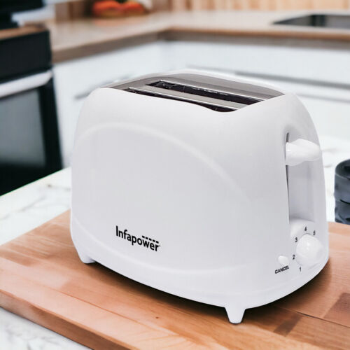 White 2 Slice Toaster Cool Touch 700W Electric Variable Browning Control Defrost - Picture 3 of 6
