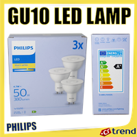 3X Philips GU10 Led Lampe Reflektor Warm Weiß 2700K Warmweiß 380 Lumen 4,7W =50W