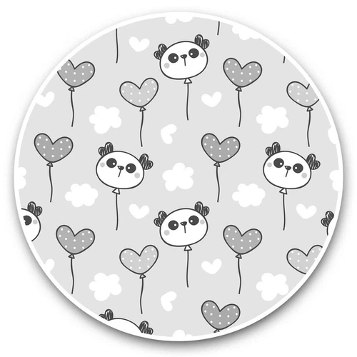 2 x Vinyl Stickers 20cm (bw) - Panda Bear Balloons Love Heart Baby  #37735