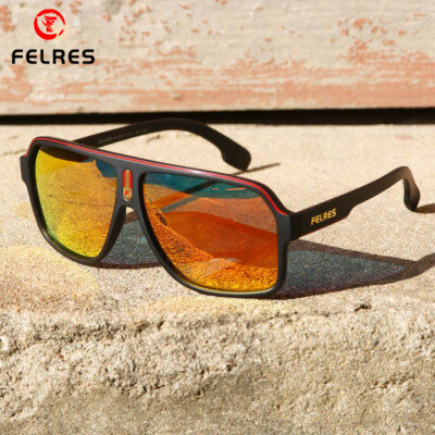 FELRES Men Polarized Sport Sunglasses Outdoor Driving Large Frame Glasses UV400