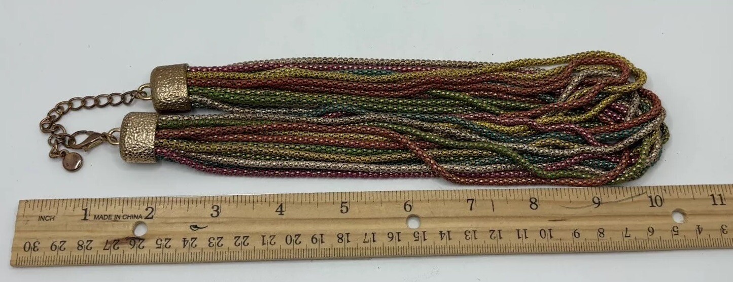 Multicolor Statement Necklace Bold Multi Thick Ch… - image 5