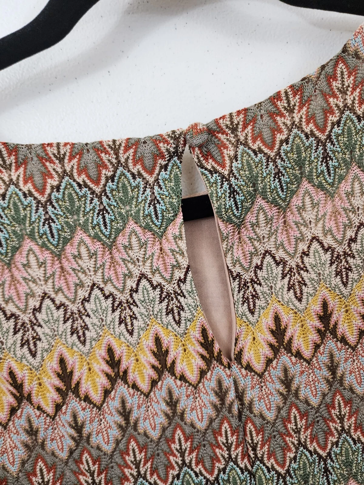 VETEMENTS The Clothing Co Vestito tubino donna M rosa marrone pizzo sovrapposizione manica lunga boho