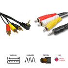 3.5mm 4 Pole Jack to 3RCA Phono Male AV TV Video Cable Lead