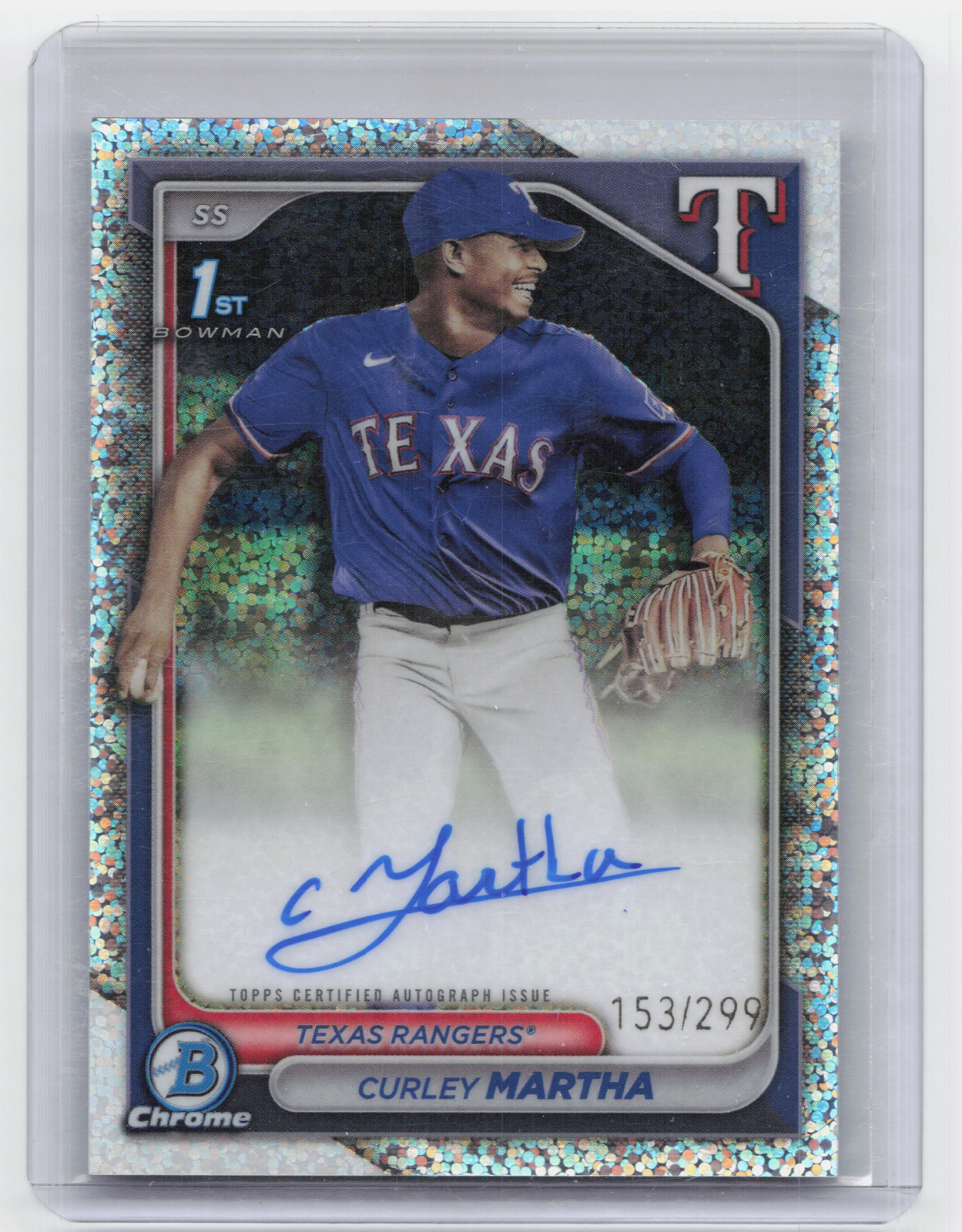2024 Bowman Chrome #CPA-CM Curley Martha 1st Speckle Auto /299 Rangers