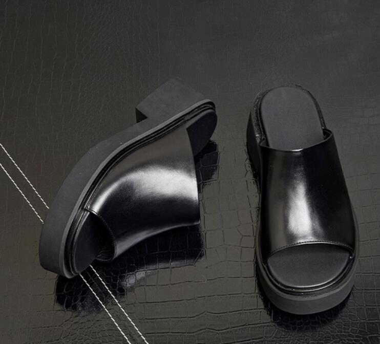 SAOLA Ciabatte uomo nuove vera pelle suola spessa traspiranti punta aperta scarpe tempo libero