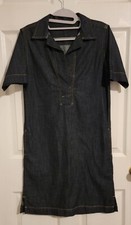 Lauren Ralph Lauren Denim Shift Short Sleeve Point Collar Shirt Dress XS 