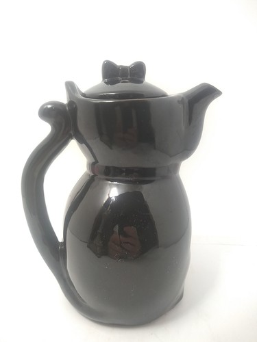 Vintage Black Cat Red Ware Coffee/Tea Pot Redware Teapot - Picture 3 of 10