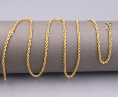 Pure Au750 18K Yellow Gold Chain 2mm Twist Rope Link Necklace 1.9-2.1g 17.9inch