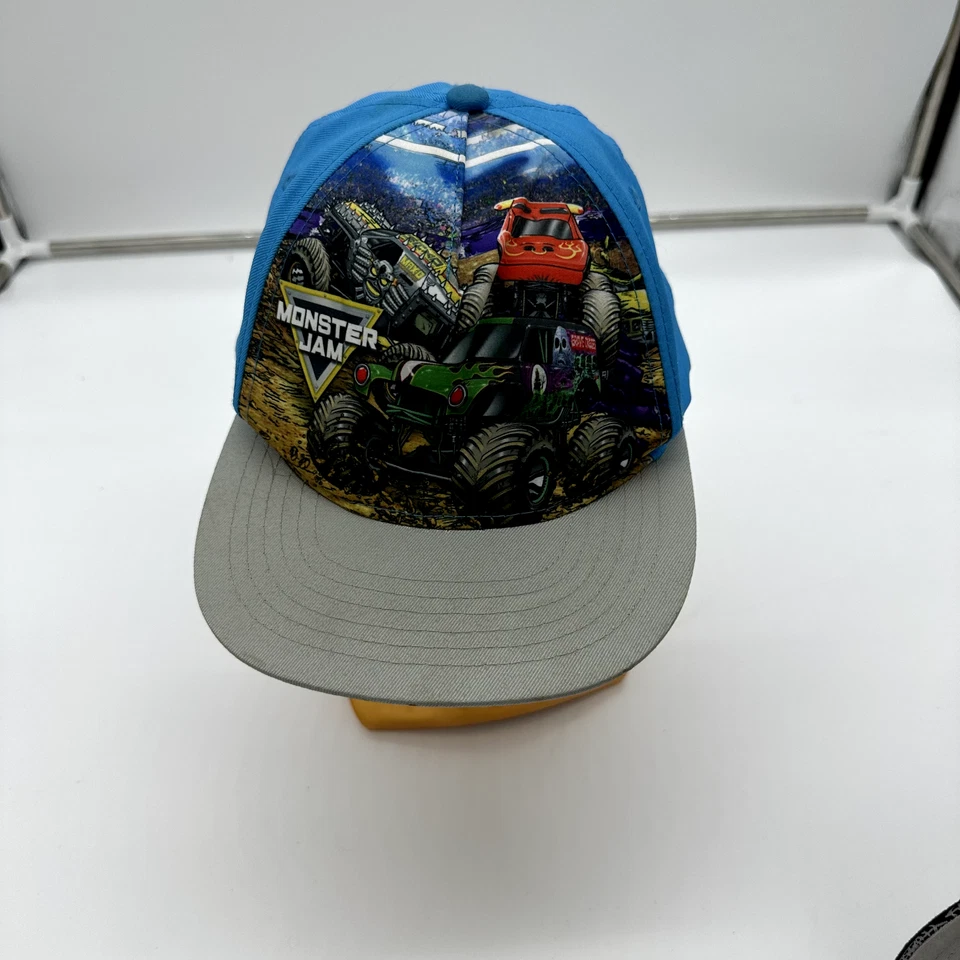Sombrero ajustable de ala plana Monster Jam para niños excavadora de tumbas azul / Max D / Toro Loco Foto 3 de 4