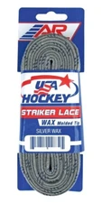 New A&R 2 Pair USA Hockey Striker WAXED Molded Tip Skate Laces Silver 72"-120"