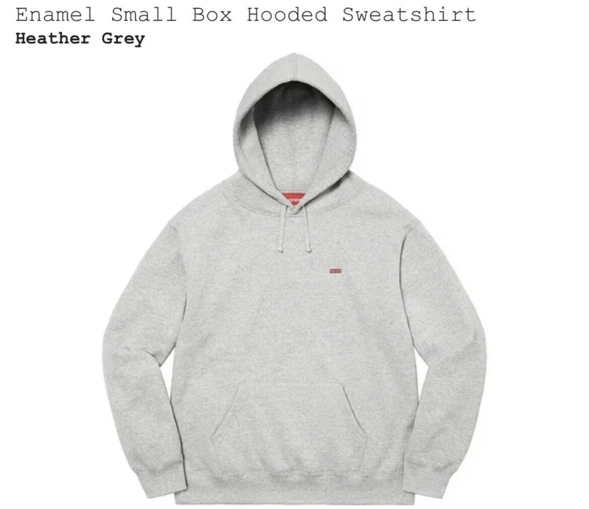 Sweat à capuche neuf Supreme émaillé petite boîte gris bruyère   Taille M   Logo boîte SS22
