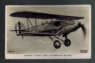 Mint RPPC England Cooperation BiPlane Hawker Audax Postcard RAF Royal Air Force