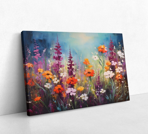 Pretty Wildflowers Oil Painting Print on Framed Canvas Floral Wall Art Botanical - Picture 2 of 8
