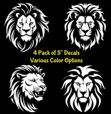 4 Pack Lion Heads Vinyl Decals Car Window Laptop Tumbler Tablet Mugs Truck