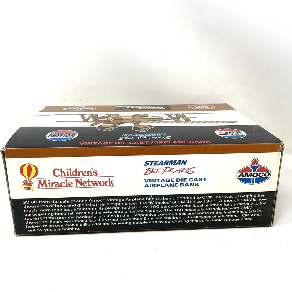 Banco de avión biplano Amoco Ultimate Premium Stearman 1993 vintage fundido a presión Foto 2 de 4