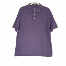 Croft Barrow Mens Purple Polo Shirt Cotton Solid Collar Short Sleeve Sz Medium