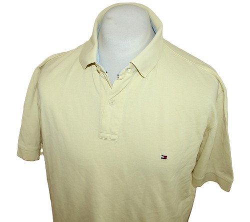 TOMMY HILFIGER HOMBRE 40's 2PLY ALGODÓN POLO camisa más bien talla XL AMARILLO - Imagen 3 de 6